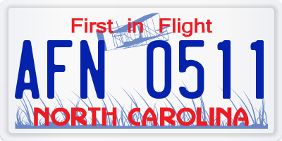 NC license plate AFN0511