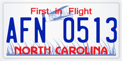 NC license plate AFN0513