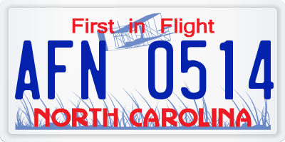 NC license plate AFN0514