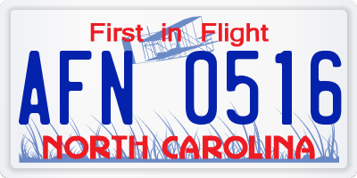 NC license plate AFN0516