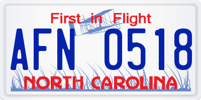 NC license plate AFN0518