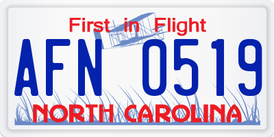 NC license plate AFN0519