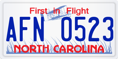 NC license plate AFN0523