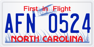 NC license plate AFN0524
