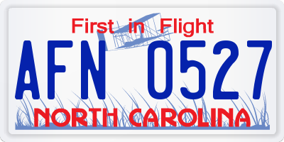 NC license plate AFN0527