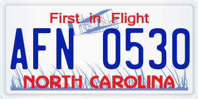 NC license plate AFN0530