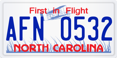 NC license plate AFN0532