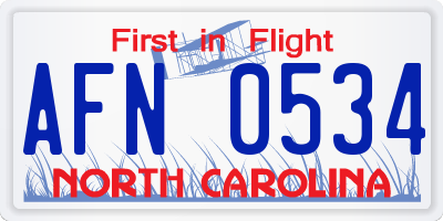 NC license plate AFN0534