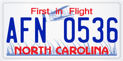 NC license plate AFN0536