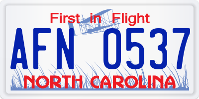 NC license plate AFN0537