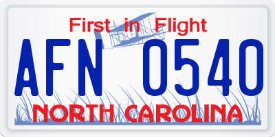 NC license plate AFN0540