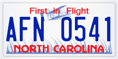 NC license plate AFN0541