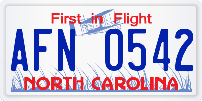 NC license plate AFN0542