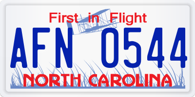 NC license plate AFN0544