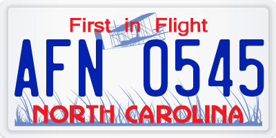 NC license plate AFN0545