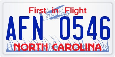 NC license plate AFN0546