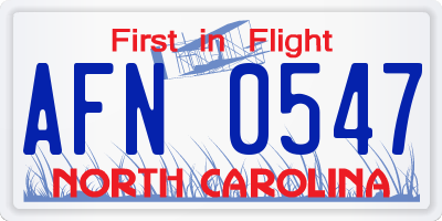NC license plate AFN0547