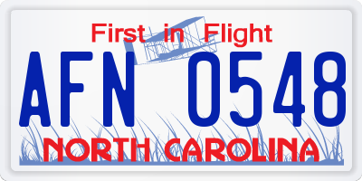 NC license plate AFN0548