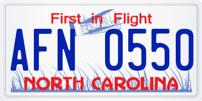 NC license plate AFN0550