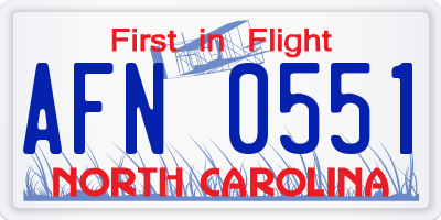 NC license plate AFN0551