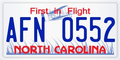 NC license plate AFN0552