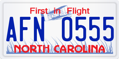 NC license plate AFN0555