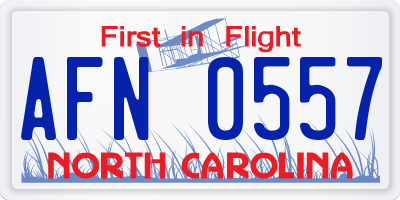 NC license plate AFN0557