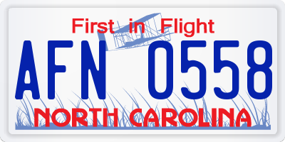 NC license plate AFN0558