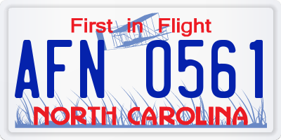 NC license plate AFN0561
