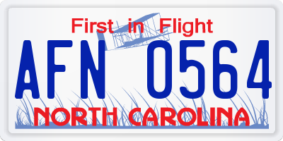 NC license plate AFN0564