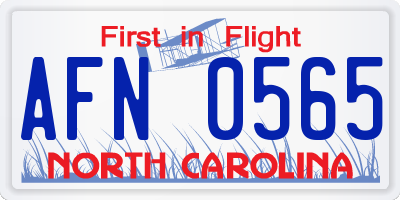 NC license plate AFN0565