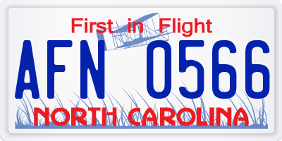 NC license plate AFN0566