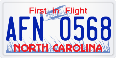 NC license plate AFN0568