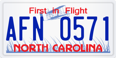 NC license plate AFN0571