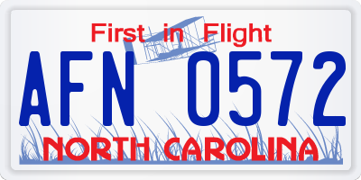 NC license plate AFN0572