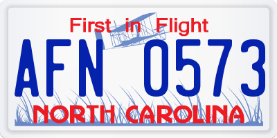 NC license plate AFN0573