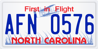 NC license plate AFN0576