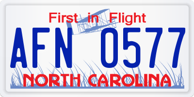 NC license plate AFN0577