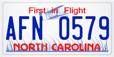 NC license plate AFN0579
