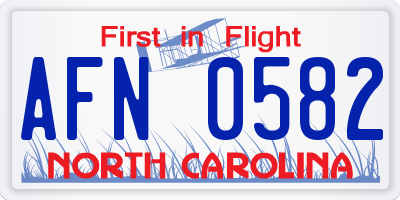 NC license plate AFN0582