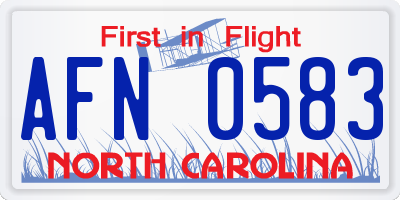 NC license plate AFN0583