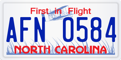 NC license plate AFN0584