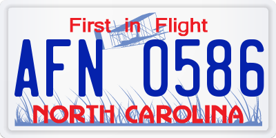 NC license plate AFN0586