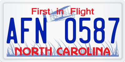 NC license plate AFN0587