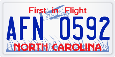 NC license plate AFN0592