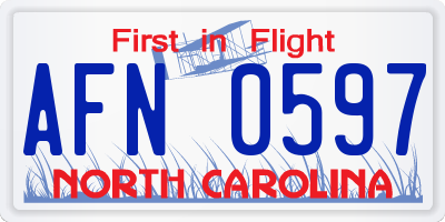 NC license plate AFN0597