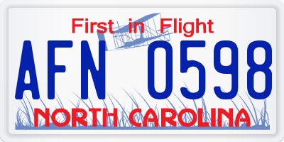 NC license plate AFN0598