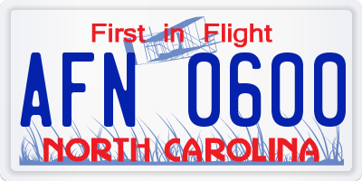 NC license plate AFN0600