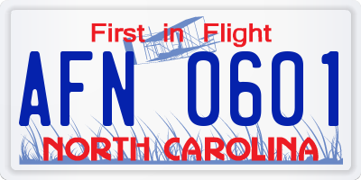 NC license plate AFN0601