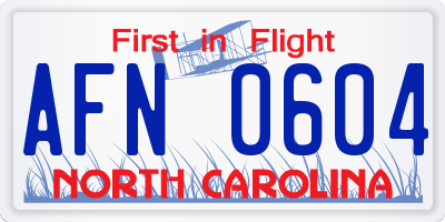 NC license plate AFN0604